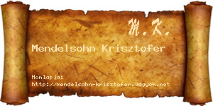 Mendelsohn Krisztofer névjegykártya